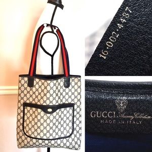 Authentic Gucci tote navy & grey coated canvas